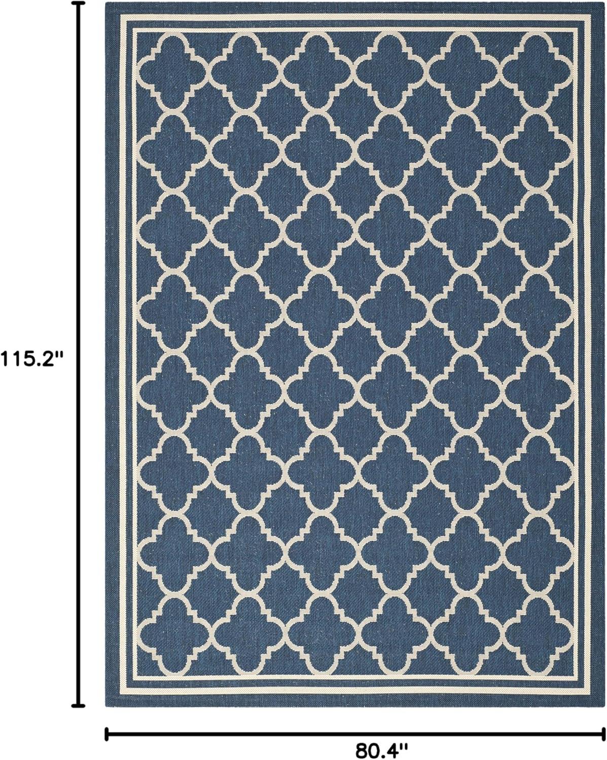image:imageSAFAVIEH Courtyard Collection 8 x 11 NavyBeige CY6918 Trellis Indoor Outdoor Splashproof Easy Scrubbing Patio Backyard Mudroom Area RugNavyBeige