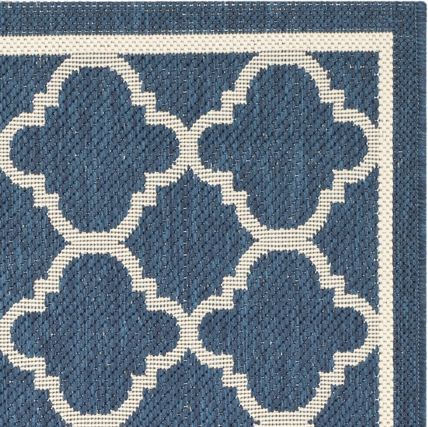 image:imageSAFAVIEH Courtyard Collection 8 x 11 NavyBeige CY6918 Trellis Indoor Outdoor Splashproof Easy Scrubbing Patio Backyard Mudroom Area RugNavyBeige