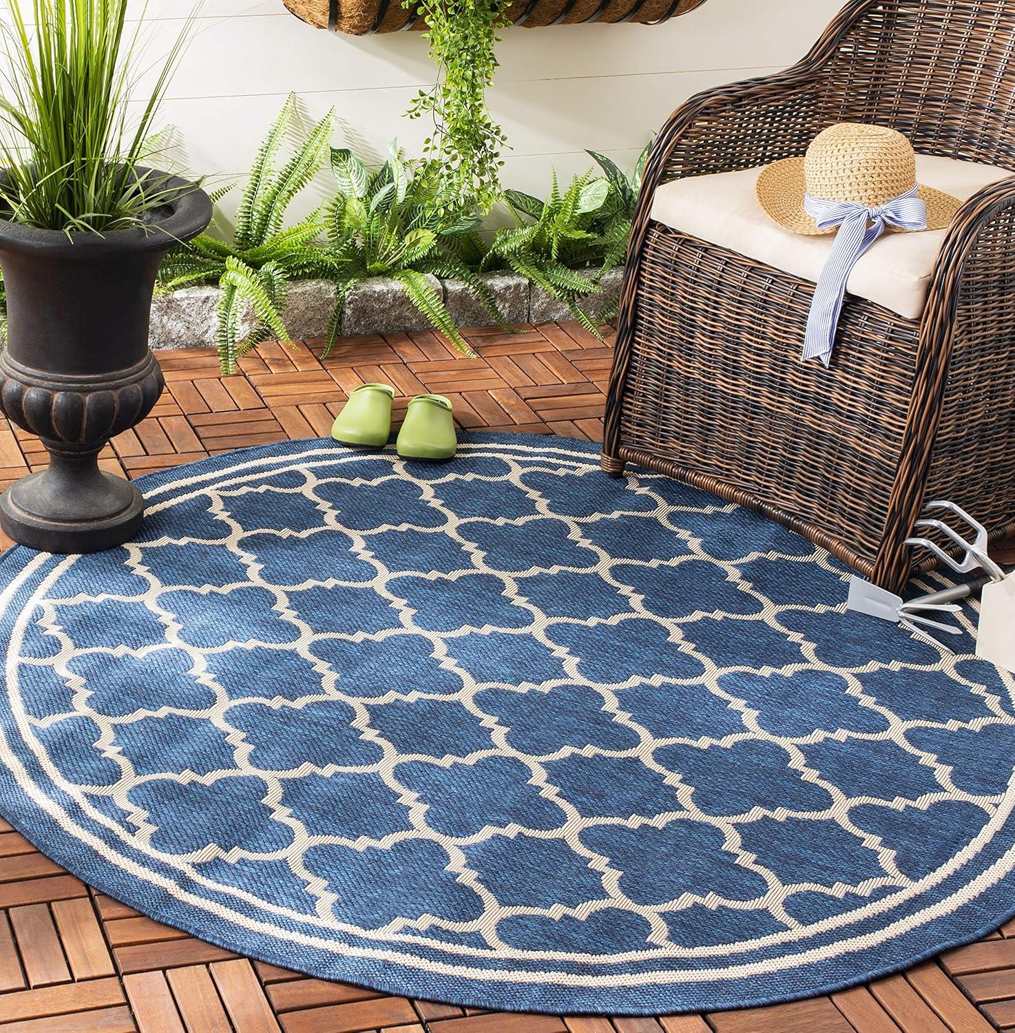 image:imageSAFAVIEH Courtyard Collection 8 x 11 NavyBeige CY6918 Trellis Indoor Outdoor Splashproof Easy Scrubbing Patio Backyard Mudroom Area RugNavyBeige