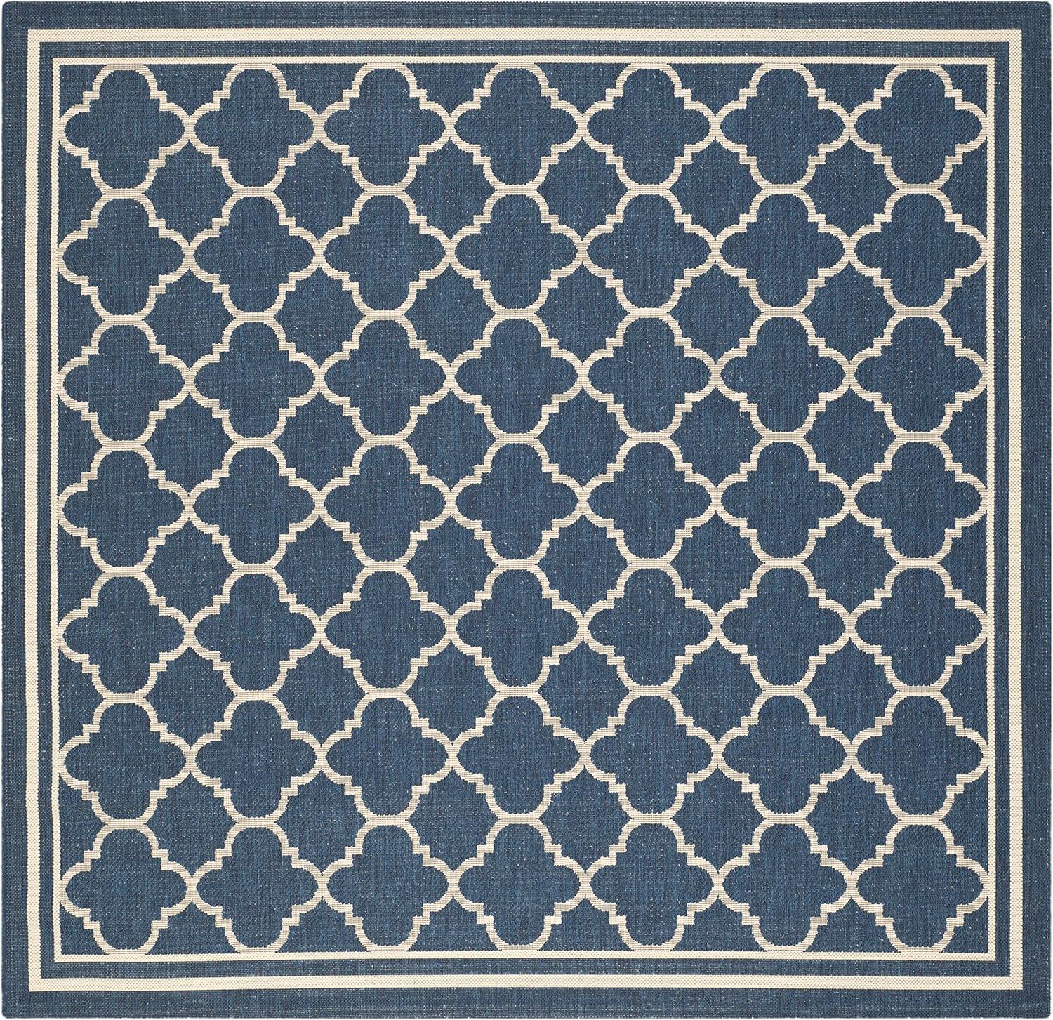 image:imageSAFAVIEH Courtyard Collection 8 x 11 NavyBeige CY6918 Trellis Indoor Outdoor Splashproof Easy Scrubbing Patio Backyard Mudroom Area RugNavyBeige