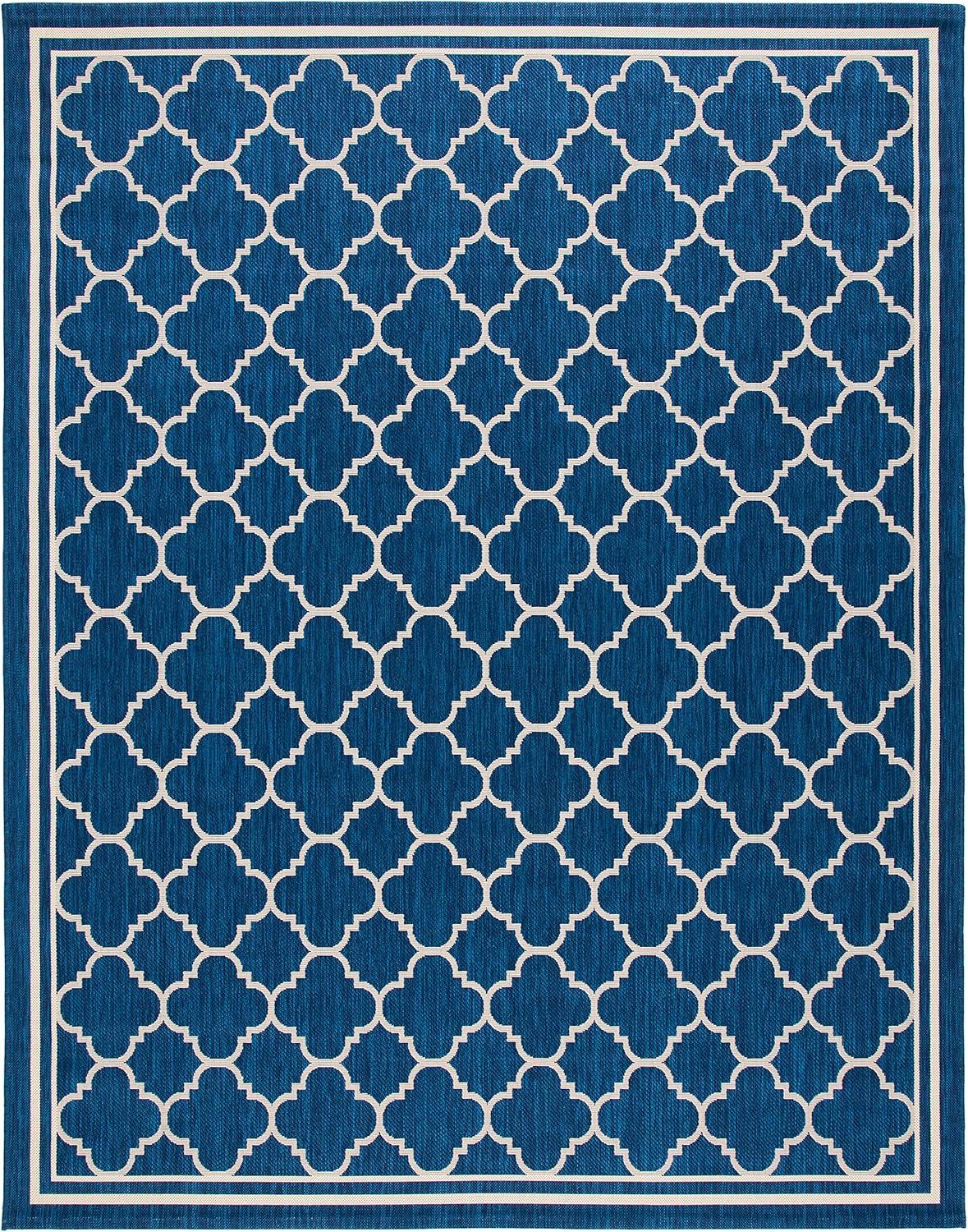 image:imageSAFAVIEH Courtyard Collection 8 x 11 NavyBeige CY6918 Trellis Indoor Outdoor Splashproof Easy Scrubbing Patio Backyard Mudroom Area RugNavyBeige