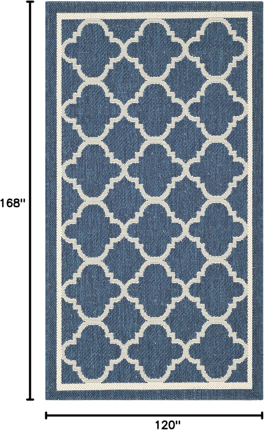 image:imageSAFAVIEH Courtyard Collection 8 x 11 NavyBeige CY6918 Trellis Indoor Outdoor Splashproof Easy Scrubbing Patio Backyard Mudroom Area RugNavyBeige