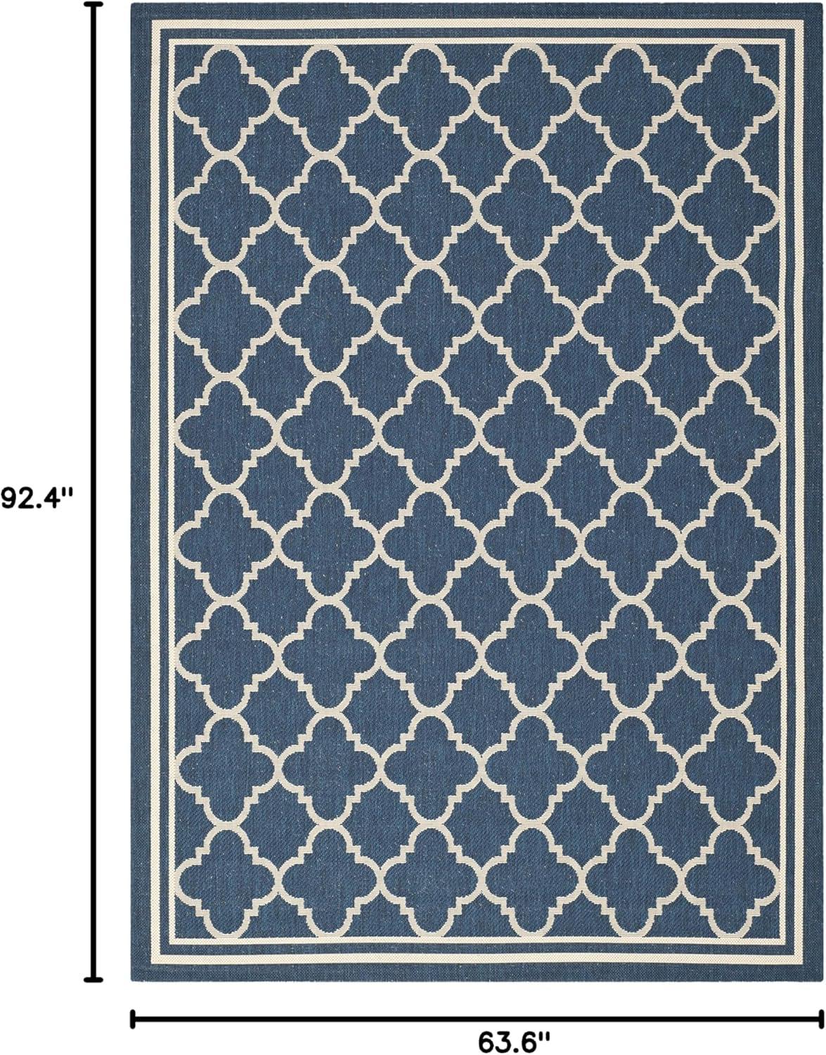 image:imageSAFAVIEH Courtyard Collection 8 x 11 NavyBeige CY6918 Trellis Indoor Outdoor Splashproof Easy Scrubbing Patio Backyard Mudroom Area RugNavyBeige