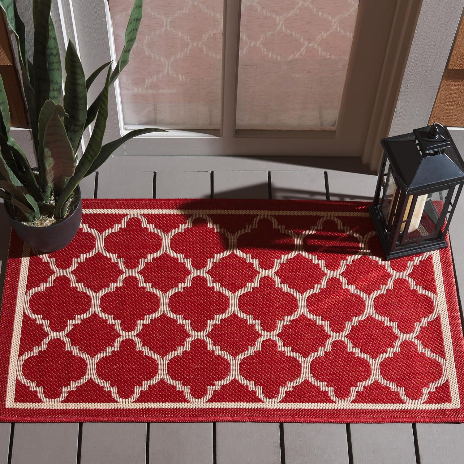 image:imageSAFAVIEH Courtyard Collection 8 x 11 NavyBeige CY6918 Trellis Indoor Outdoor Splashproof Easy Scrubbing Patio Backyard Mudroom Area RugRedBone