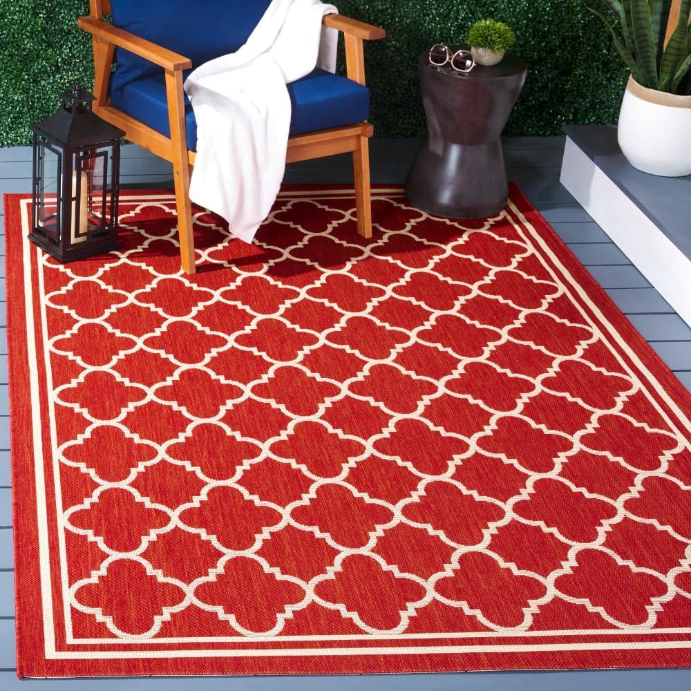 image:imageSAFAVIEH Courtyard Collection 8 x 11 NavyBeige CY6918 Trellis Indoor Outdoor Splashproof Easy Scrubbing Patio Backyard Mudroom Area RugRedBone