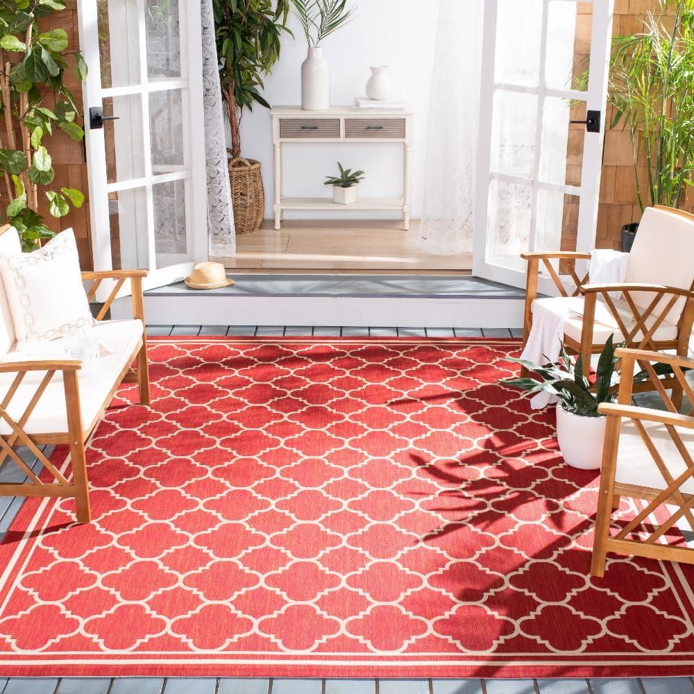 image:imageSAFAVIEH Courtyard Collection 8 x 11 NavyBeige CY6918 Trellis Indoor Outdoor Splashproof Easy Scrubbing Patio Backyard Mudroom Area RugRedBone