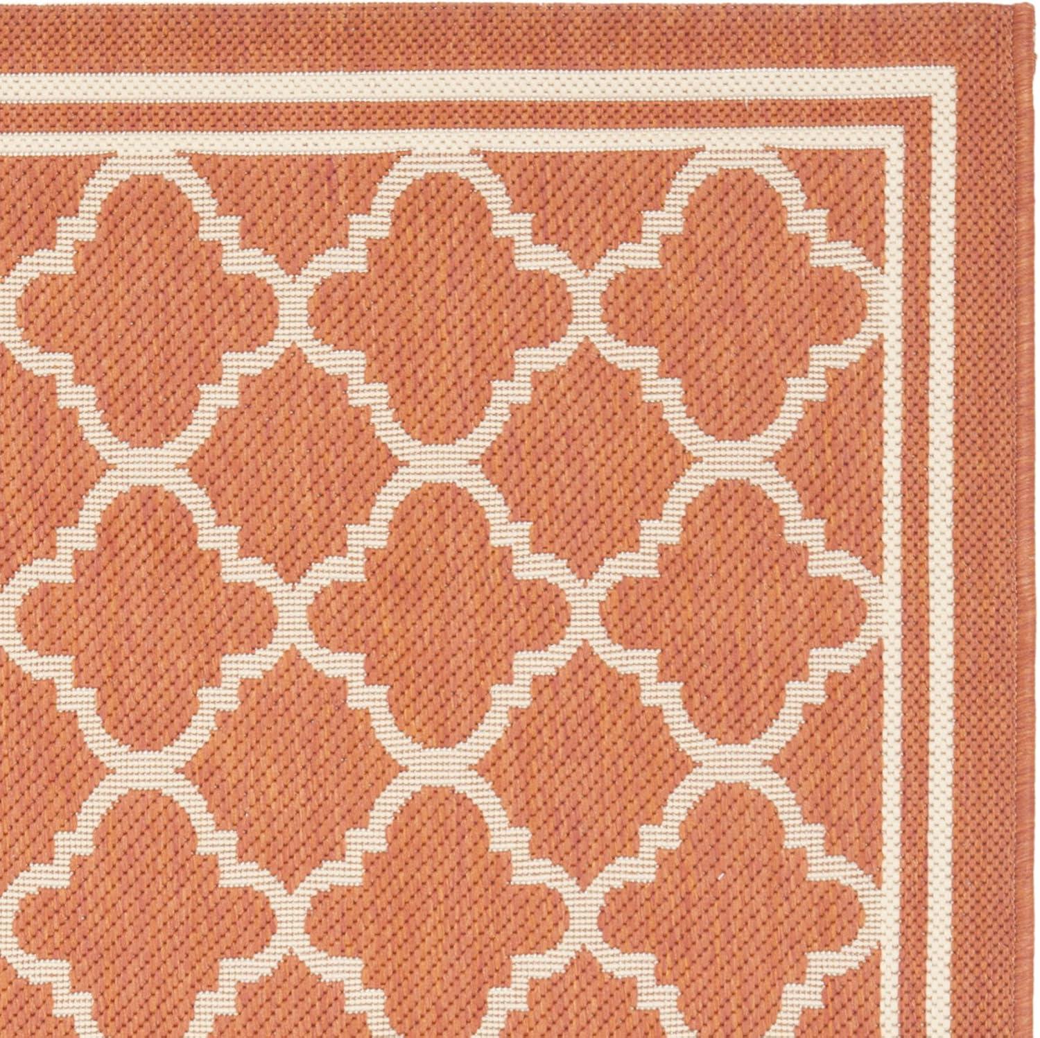 image:imageSAFAVIEH Courtyard Collection 8 x 11 NavyBeige CY6918 Trellis Indoor Outdoor Splashproof Easy Scrubbing Patio Backyard Mudroom Area RugTerracottaBone