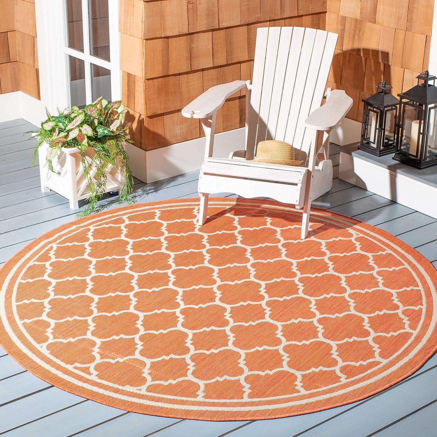 image:imageSAFAVIEH Courtyard Collection 8 x 11 NavyBeige CY6918 Trellis Indoor Outdoor Splashproof Easy Scrubbing Patio Backyard Mudroom Area RugTerracottaBone
