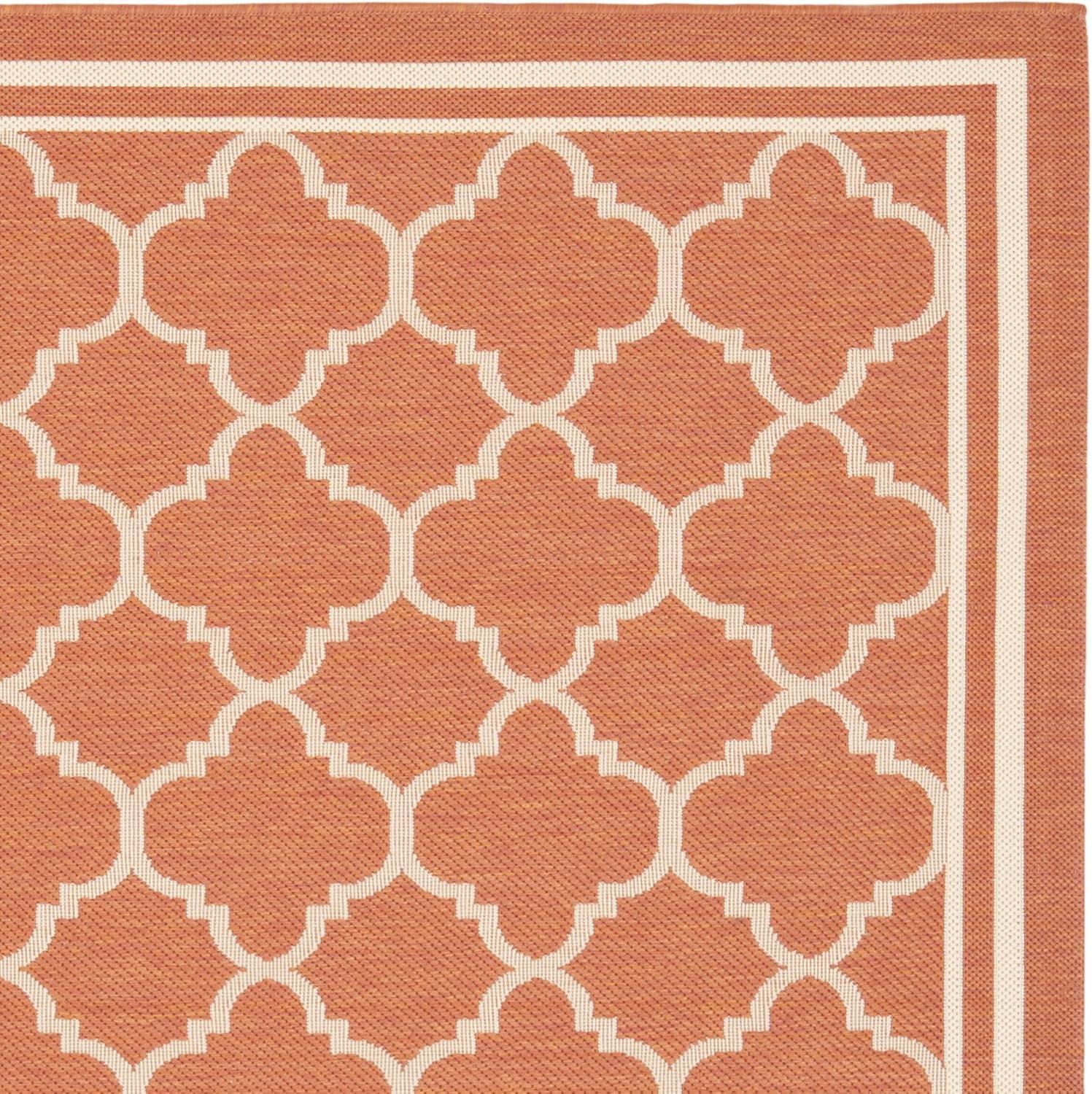 image:imageSAFAVIEH Courtyard Collection 8 x 11 NavyBeige CY6918 Trellis Indoor Outdoor Splashproof Easy Scrubbing Patio Backyard Mudroom Area RugTerracottaBone