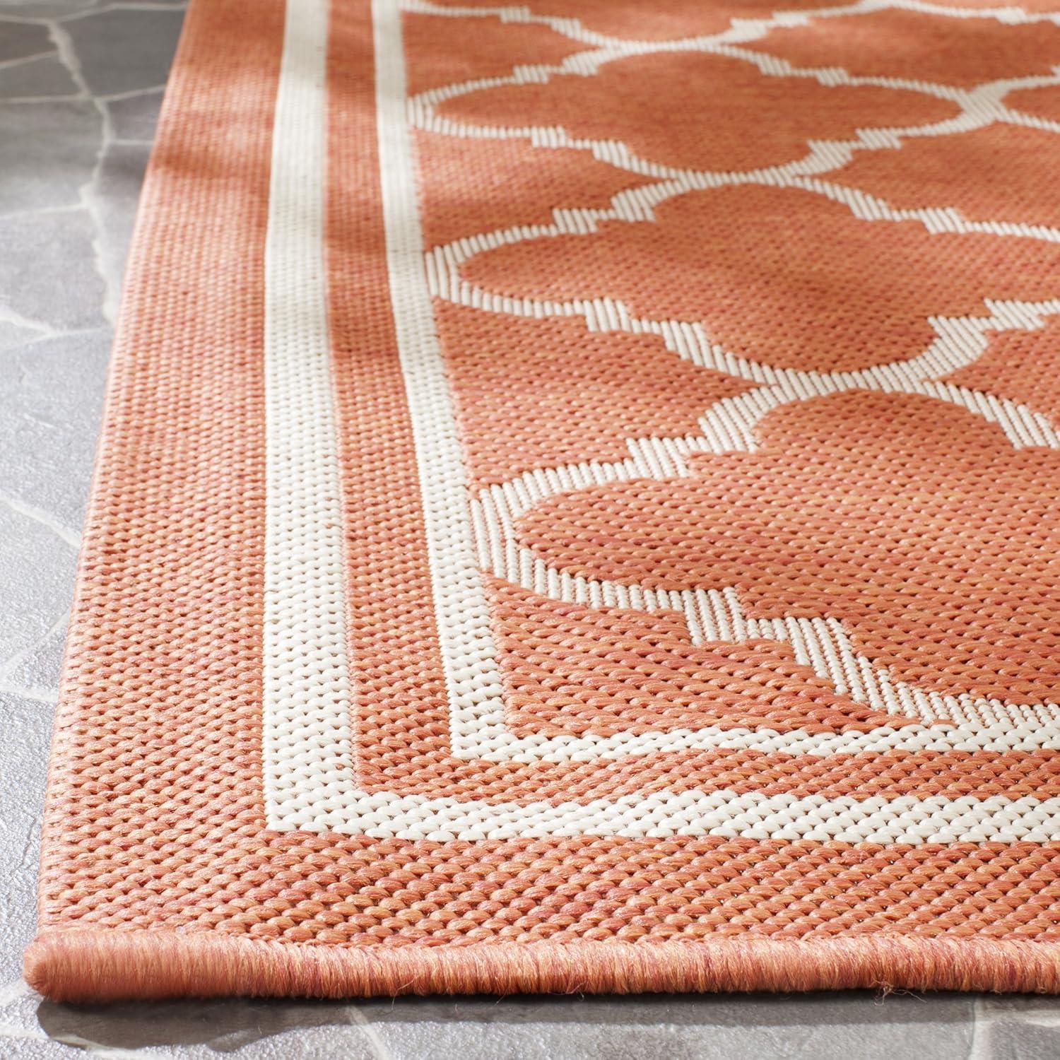 image:imageSAFAVIEH Courtyard Collection 8 x 11 NavyBeige CY6918 Trellis Indoor Outdoor Splashproof Easy Scrubbing Patio Backyard Mudroom Area RugTerracottaBone