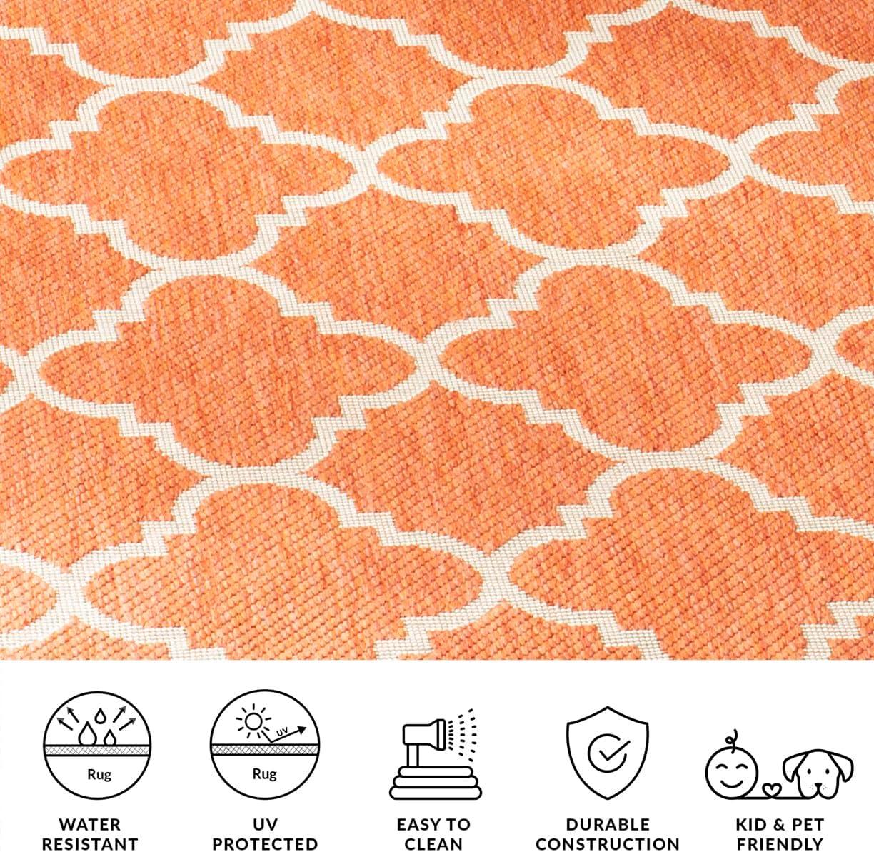 image:imageSAFAVIEH Courtyard Collection 8 x 11 NavyBeige CY6918 Trellis Indoor Outdoor Splashproof Easy Scrubbing Patio Backyard Mudroom Area RugTerracottaBone