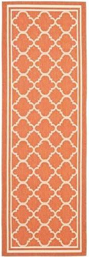 image:imageSAFAVIEH Courtyard Collection 8 x 11 NavyBeige CY6918 Trellis Indoor Outdoor Splashproof Easy Scrubbing Patio Backyard Mudroom Area RugTerracottaBone