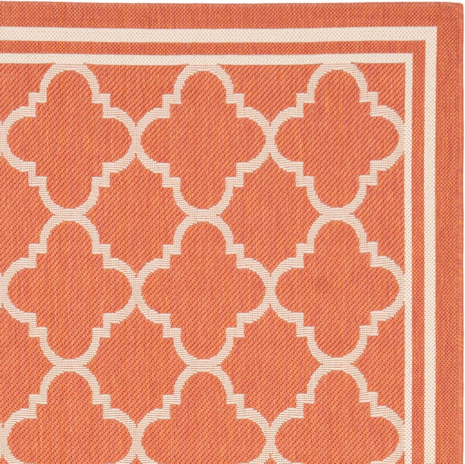 image:imageSAFAVIEH Courtyard Collection 8 x 11 NavyBeige CY6918 Trellis Indoor Outdoor Splashproof Easy Scrubbing Patio Backyard Mudroom Area RugTerracottaBone
