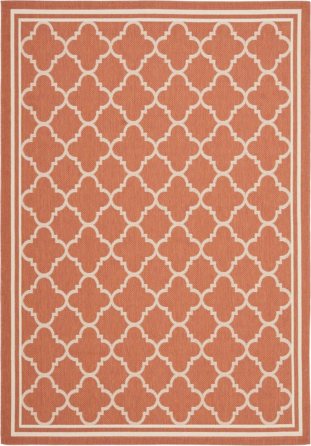 image:imageSAFAVIEH Courtyard Collection 8 x 11 NavyBeige CY6918 Trellis Indoor Outdoor Splashproof Easy Scrubbing Patio Backyard Mudroom Area RugTerracottaBone