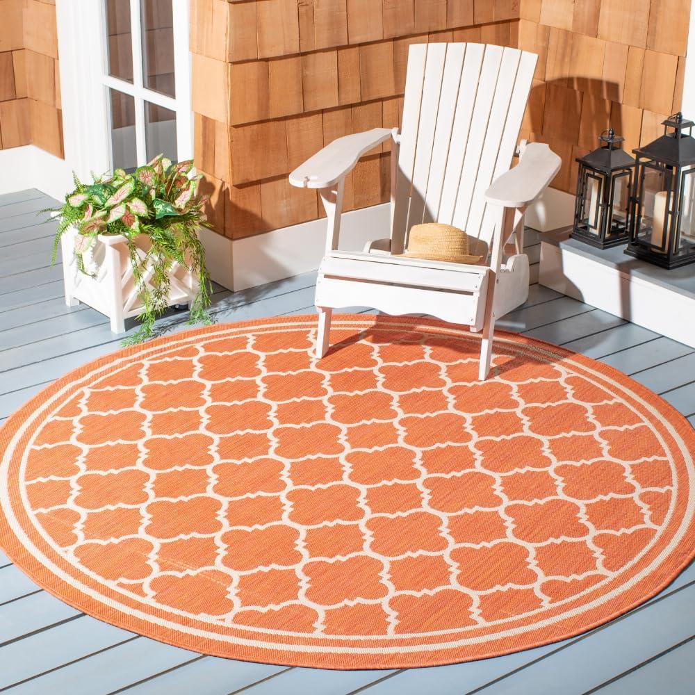 image:imageSAFAVIEH Courtyard Collection 8 x 11 NavyBeige CY6918 Trellis Indoor Outdoor Splashproof Easy Scrubbing Patio Backyard Mudroom Area RugTerracottaBone