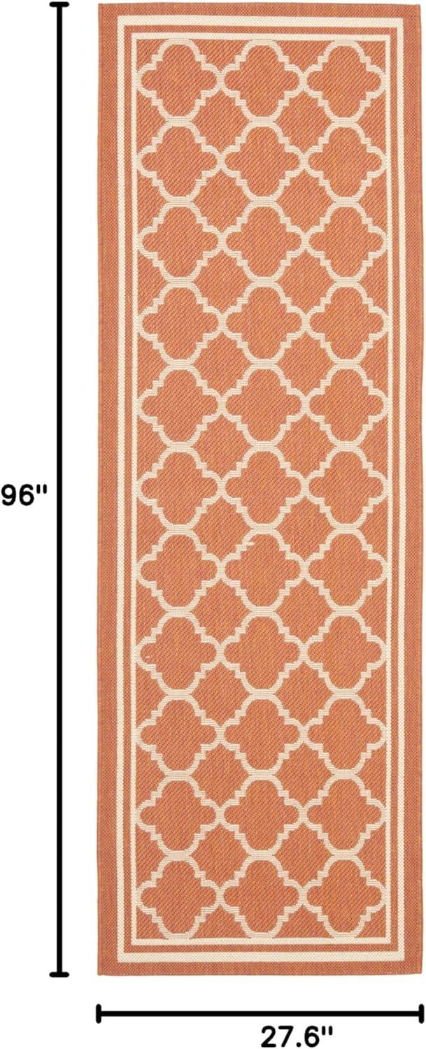 image:imageSAFAVIEH Courtyard Collection 8 x 11 NavyBeige CY6918 Trellis Indoor Outdoor Splashproof Easy Scrubbing Patio Backyard Mudroom Area RugTerracottaBone