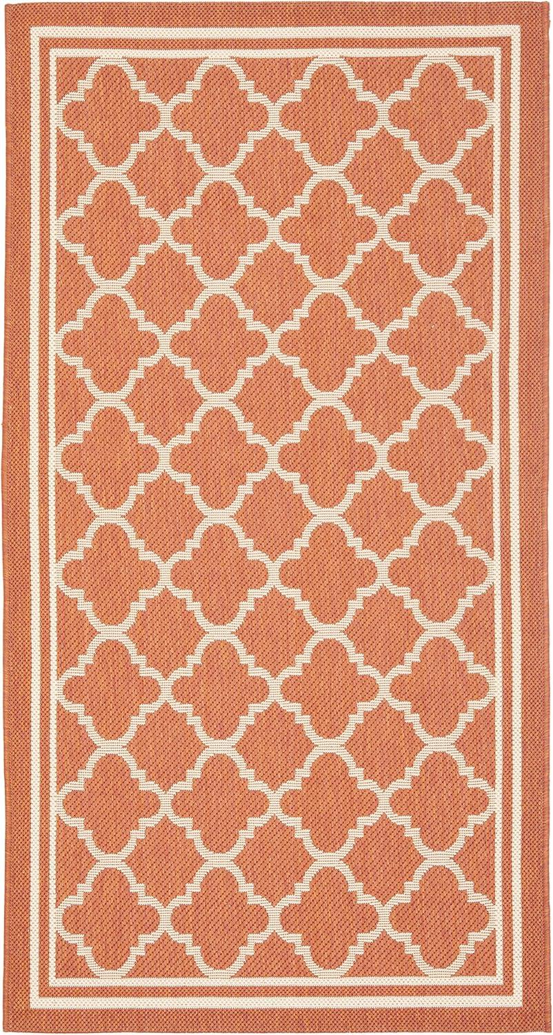 image:imageSAFAVIEH Courtyard Collection 8 x 11 NavyBeige CY6918 Trellis Indoor Outdoor Splashproof Easy Scrubbing Patio Backyard Mudroom Area RugTerracottaBone