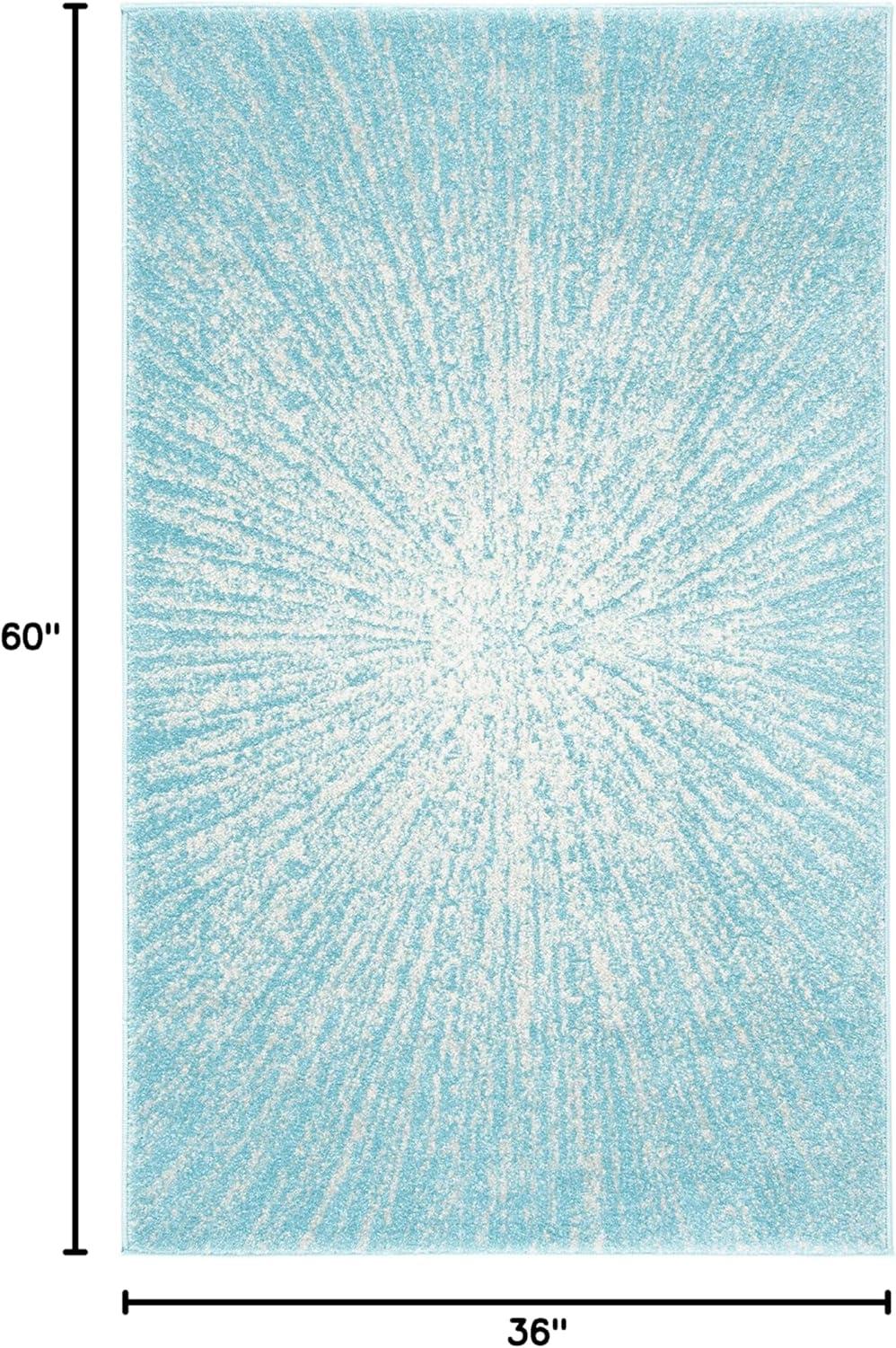 image:imageSAFAVIEH Evoke Collection 51 x 76 FuchsiaCream EVK228R Abstract Burst NonShedding Living Room Bedroom Area RugAquaIvory