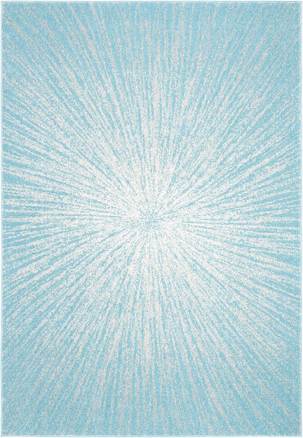 image:imageSAFAVIEH Evoke Collection 51 x 76 FuchsiaCream EVK228R Abstract Burst NonShedding Living Room Bedroom Area RugAquaIvory