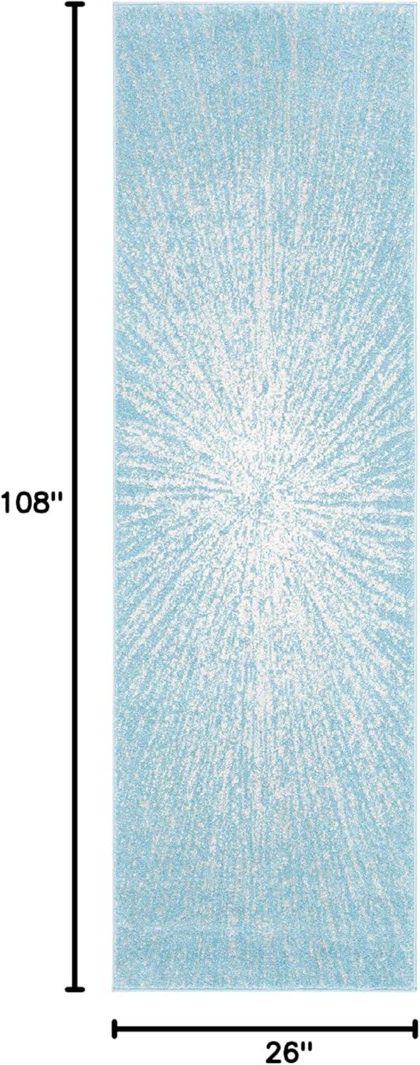 image:imageSAFAVIEH Evoke Collection 51 x 76 FuchsiaCream EVK228R Abstract Burst NonShedding Living Room Bedroom Area RugAquaIvory