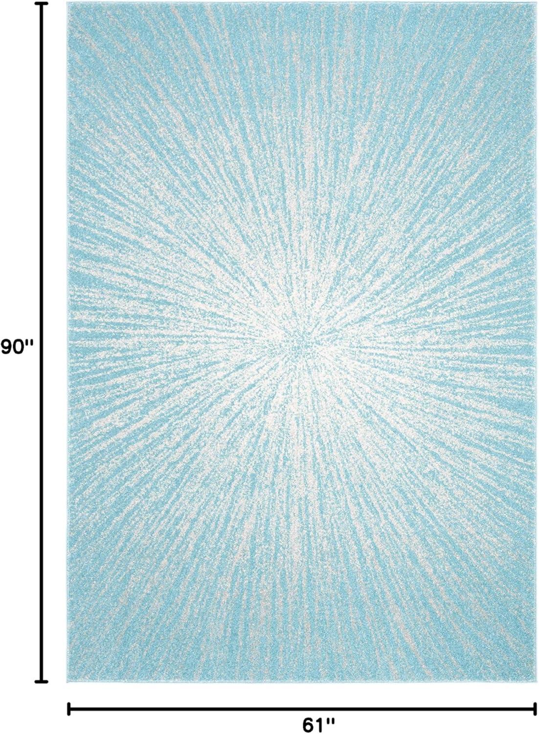 image:imageSAFAVIEH Evoke Collection 51 x 76 FuchsiaCream EVK228R Abstract Burst NonShedding Living Room Bedroom Area RugAquaIvory