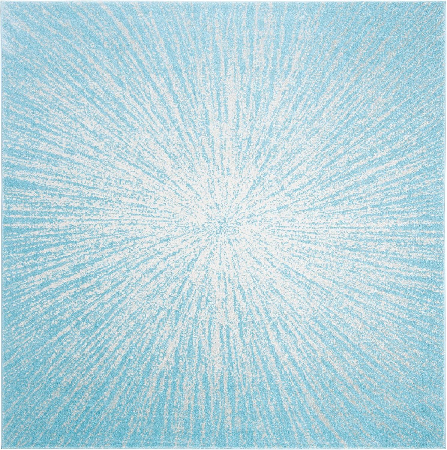 image:imageSAFAVIEH Evoke Collection 51 x 76 FuchsiaCream EVK228R Abstract Burst NonShedding Living Room Bedroom Area RugAquaIvory