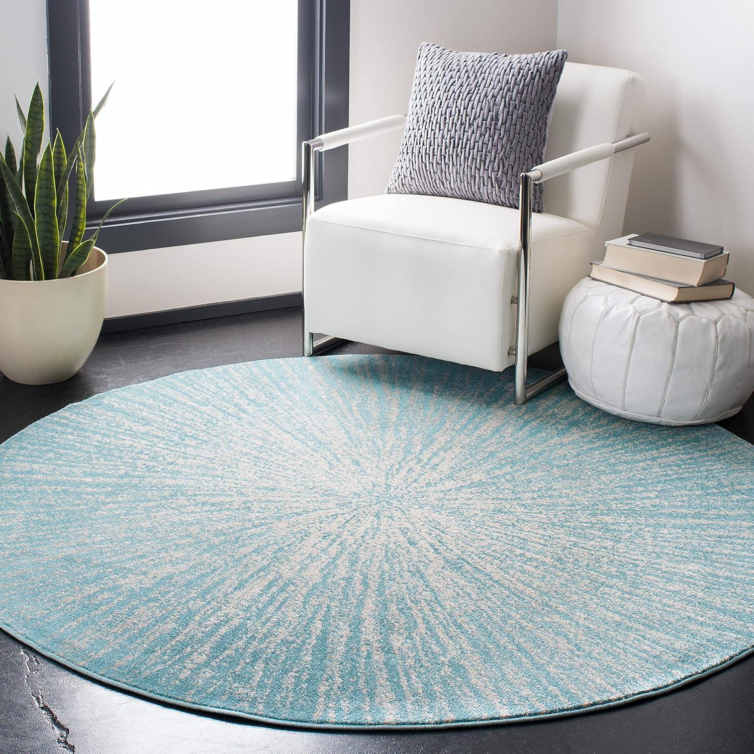 image:imageSAFAVIEH Evoke Collection 51 x 76 FuchsiaCream EVK228R Abstract Burst NonShedding Living Room Bedroom Area RugAquaIvory