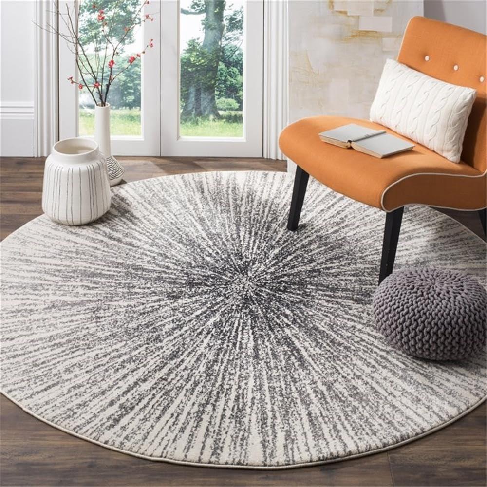 image:imageSAFAVIEH Evoke Collection 51 x 76 FuchsiaCream EVK228R Abstract Burst NonShedding Living Room Bedroom Area RugBlackIvory