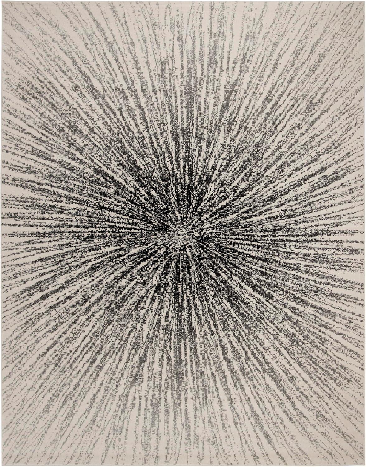 image:imageSAFAVIEH Evoke Collection 51 x 76 FuchsiaCream EVK228R Abstract Burst NonShedding Living Room Bedroom Area RugBlackIvory