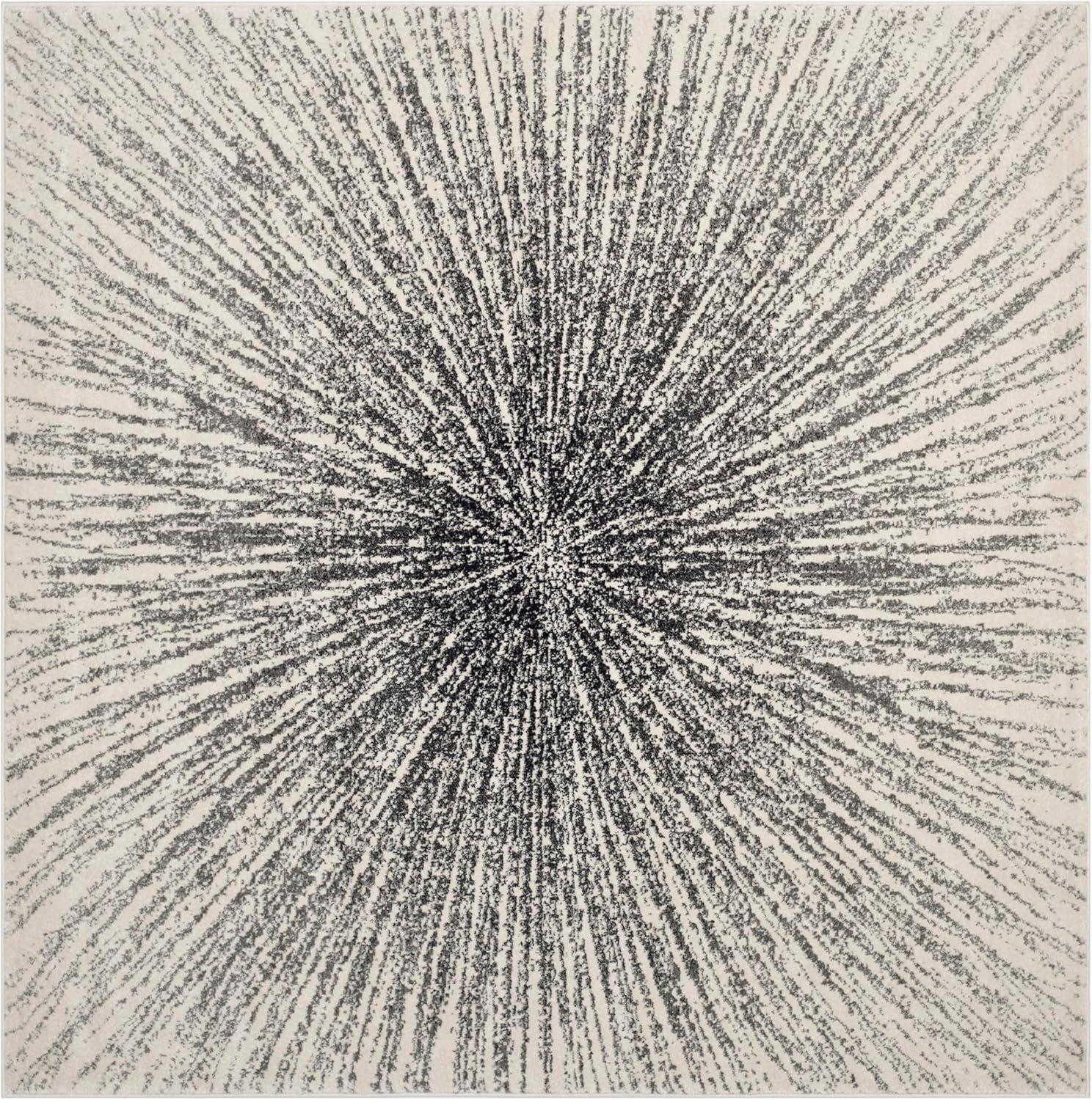 image:imageSAFAVIEH Evoke Collection 51 x 76 FuchsiaCream EVK228R Abstract Burst NonShedding Living Room Bedroom Area RugBlackIvory