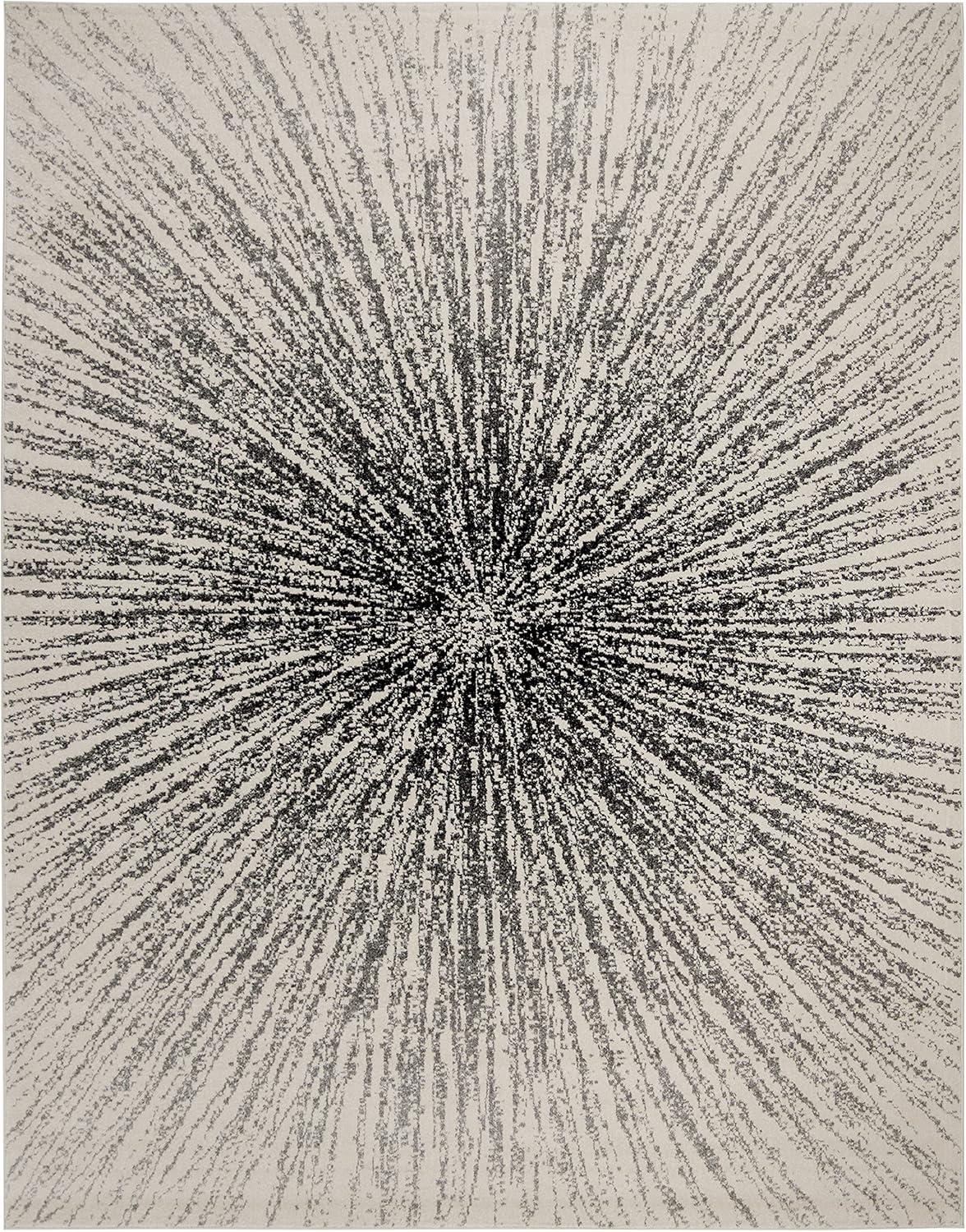 image:imageSAFAVIEH Evoke Collection 51 x 76 FuchsiaCream EVK228R Abstract Burst NonShedding Living Room Bedroom Area RugBlackIvory