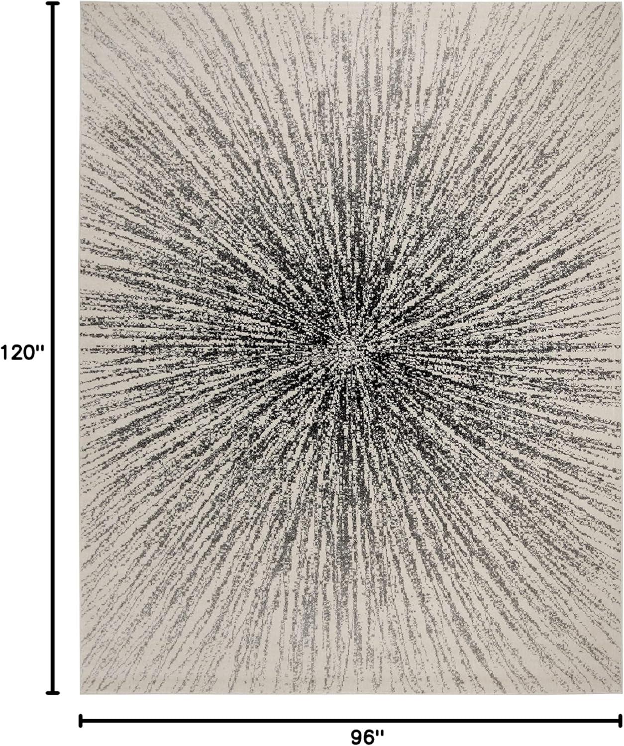 image:imageSAFAVIEH Evoke Collection 51 x 76 FuchsiaCream EVK228R Abstract Burst NonShedding Living Room Bedroom Area RugBlackIvory
