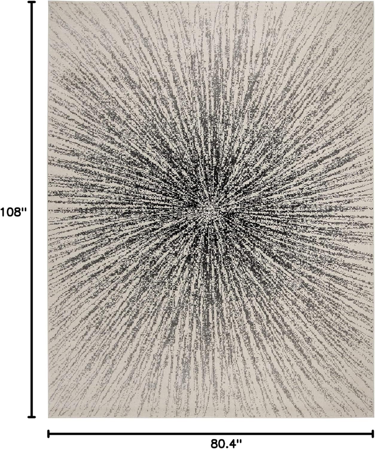 image:imageSAFAVIEH Evoke Collection 51 x 76 FuchsiaCream EVK228R Abstract Burst NonShedding Living Room Bedroom Area RugBlackIvory