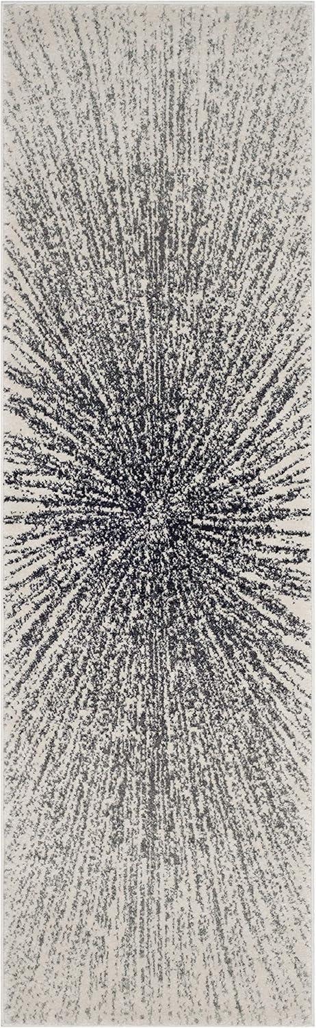 image:imageSAFAVIEH Evoke Collection 51 x 76 FuchsiaCream EVK228R Abstract Burst NonShedding Living Room Bedroom Area RugBlackIvory
