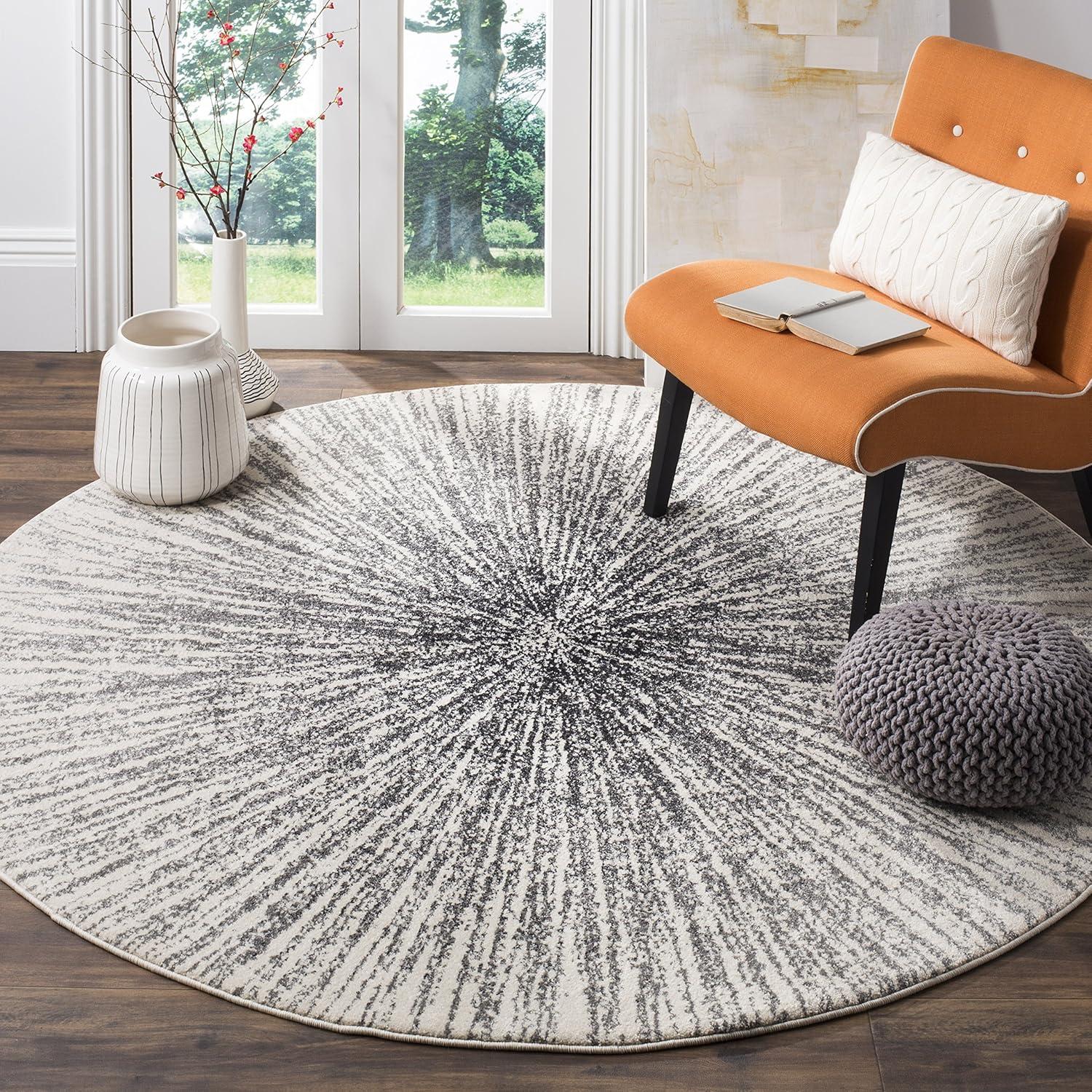 image:imageSAFAVIEH Evoke Collection 51 x 76 FuchsiaCream EVK228R Abstract Burst NonShedding Living Room Bedroom Area RugBlackIvory