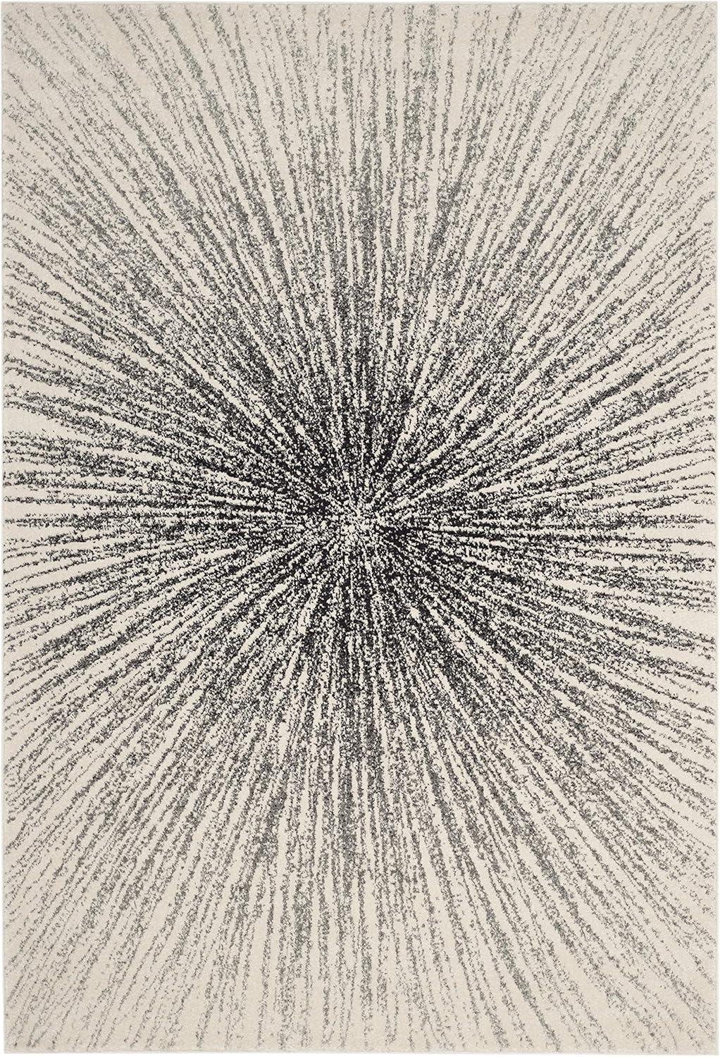 image:imageSAFAVIEH Evoke Collection 51 x 76 FuchsiaCream EVK228R Abstract Burst NonShedding Living Room Bedroom Area RugBlackIvory