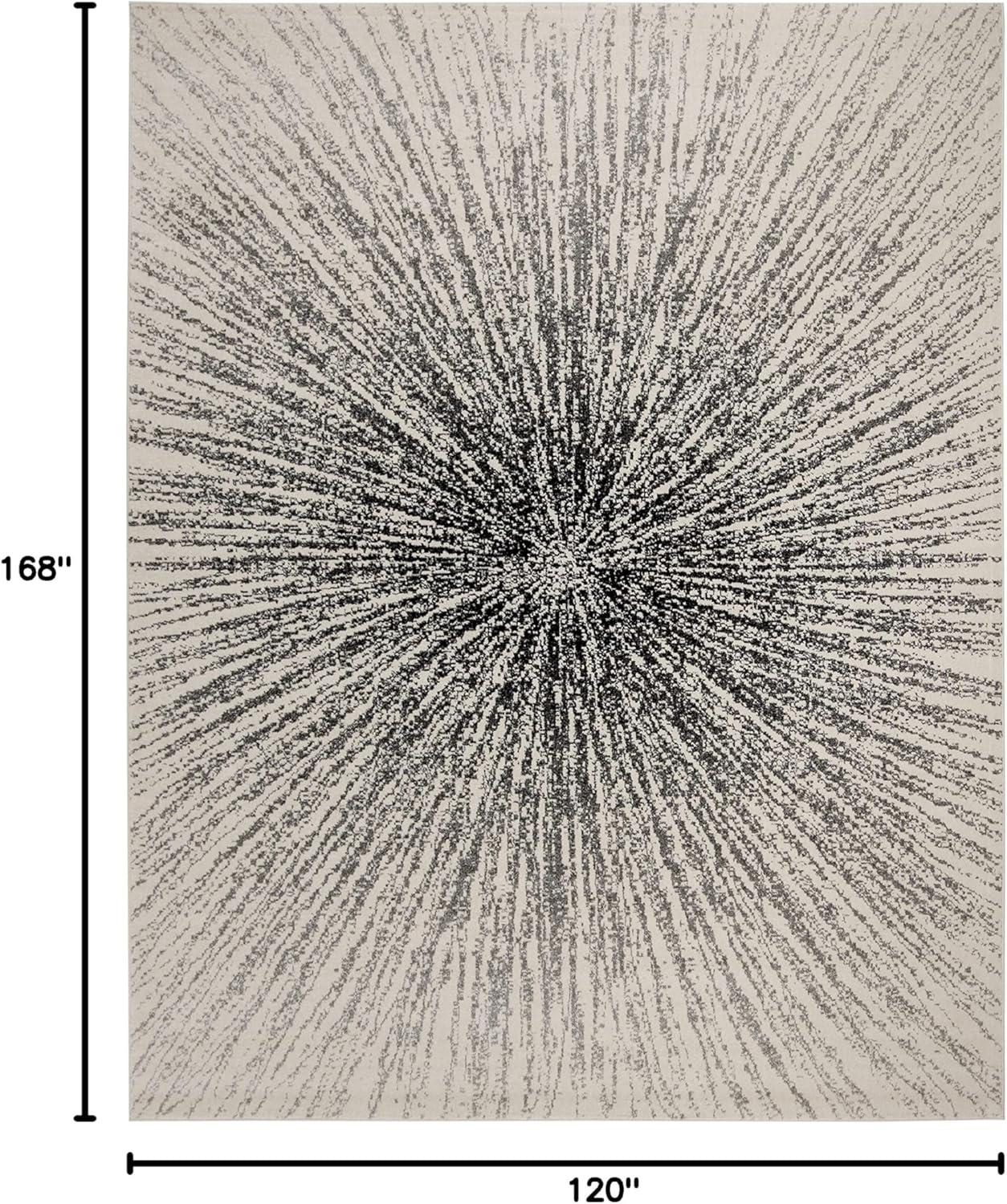 image:imageSAFAVIEH Evoke Collection 51 x 76 FuchsiaCream EVK228R Abstract Burst NonShedding Living Room Bedroom Area RugBlackIvory