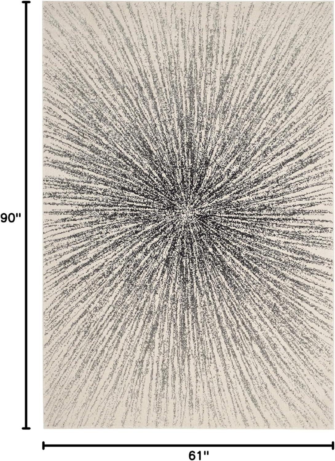 image:imageSAFAVIEH Evoke Collection 51 x 76 FuchsiaCream EVK228R Abstract Burst NonShedding Living Room Bedroom Area RugBlackIvory