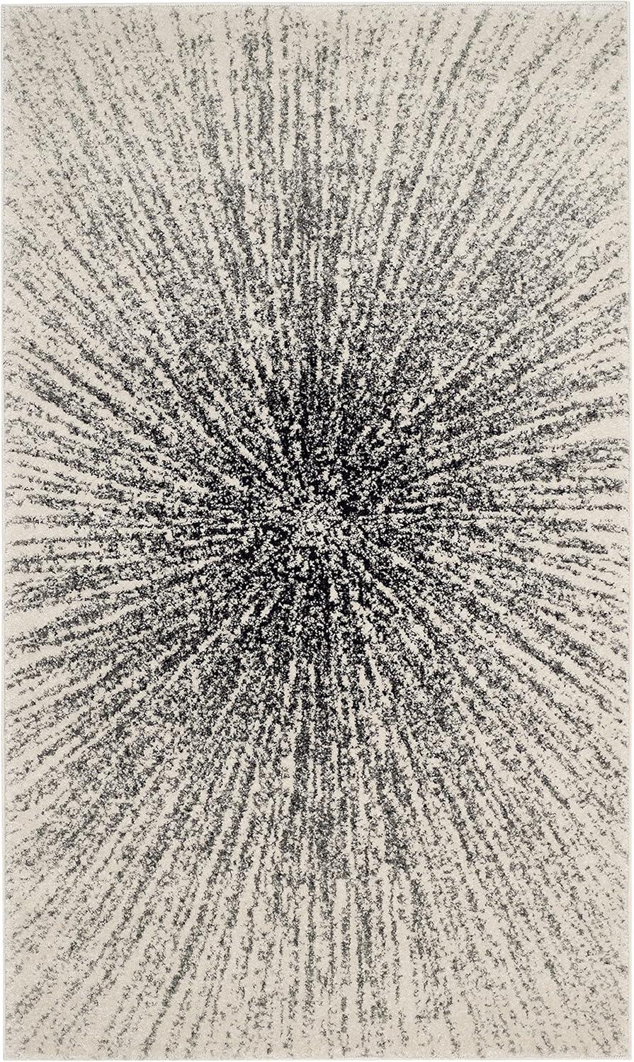 image:imageSAFAVIEH Evoke Collection 51 x 76 FuchsiaCream EVK228R Abstract Burst NonShedding Living Room Bedroom Area RugBlackIvory