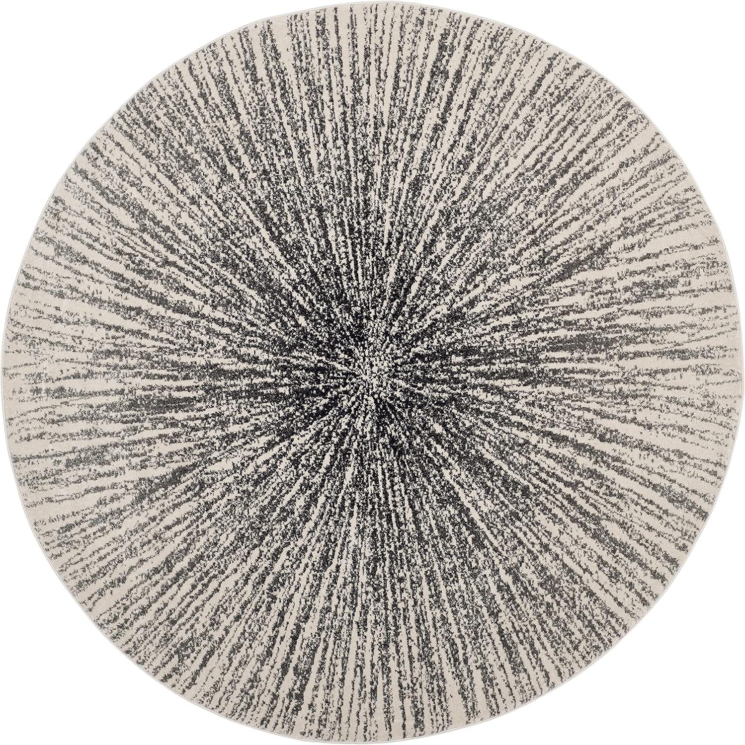 image:imageSAFAVIEH Evoke Collection 51 x 76 FuchsiaCream EVK228R Abstract Burst NonShedding Living Room Bedroom Area RugBlackIvory