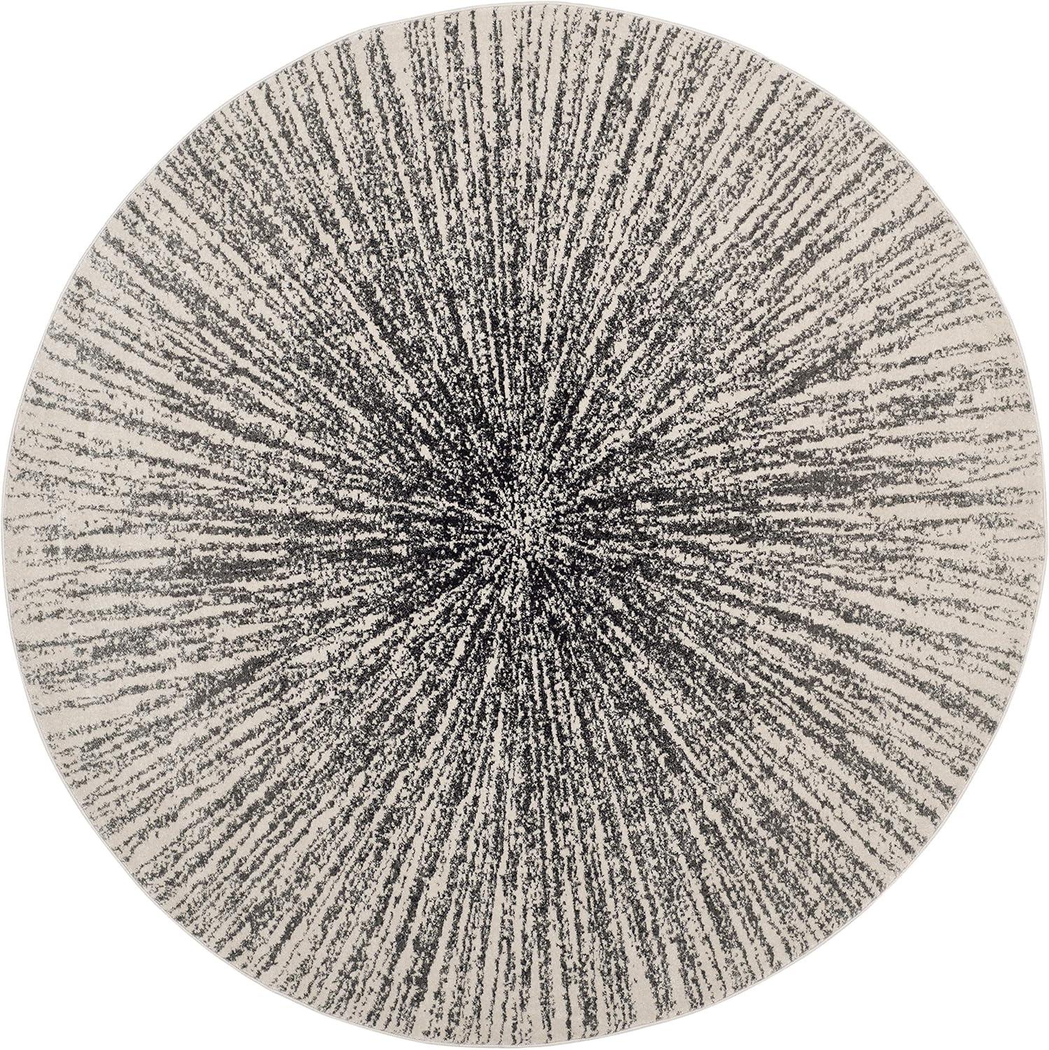 image:imageSAFAVIEH Evoke Collection 51 x 76 FuchsiaCream EVK228R Abstract Burst NonShedding Living Room Bedroom Area RugBlackIvory