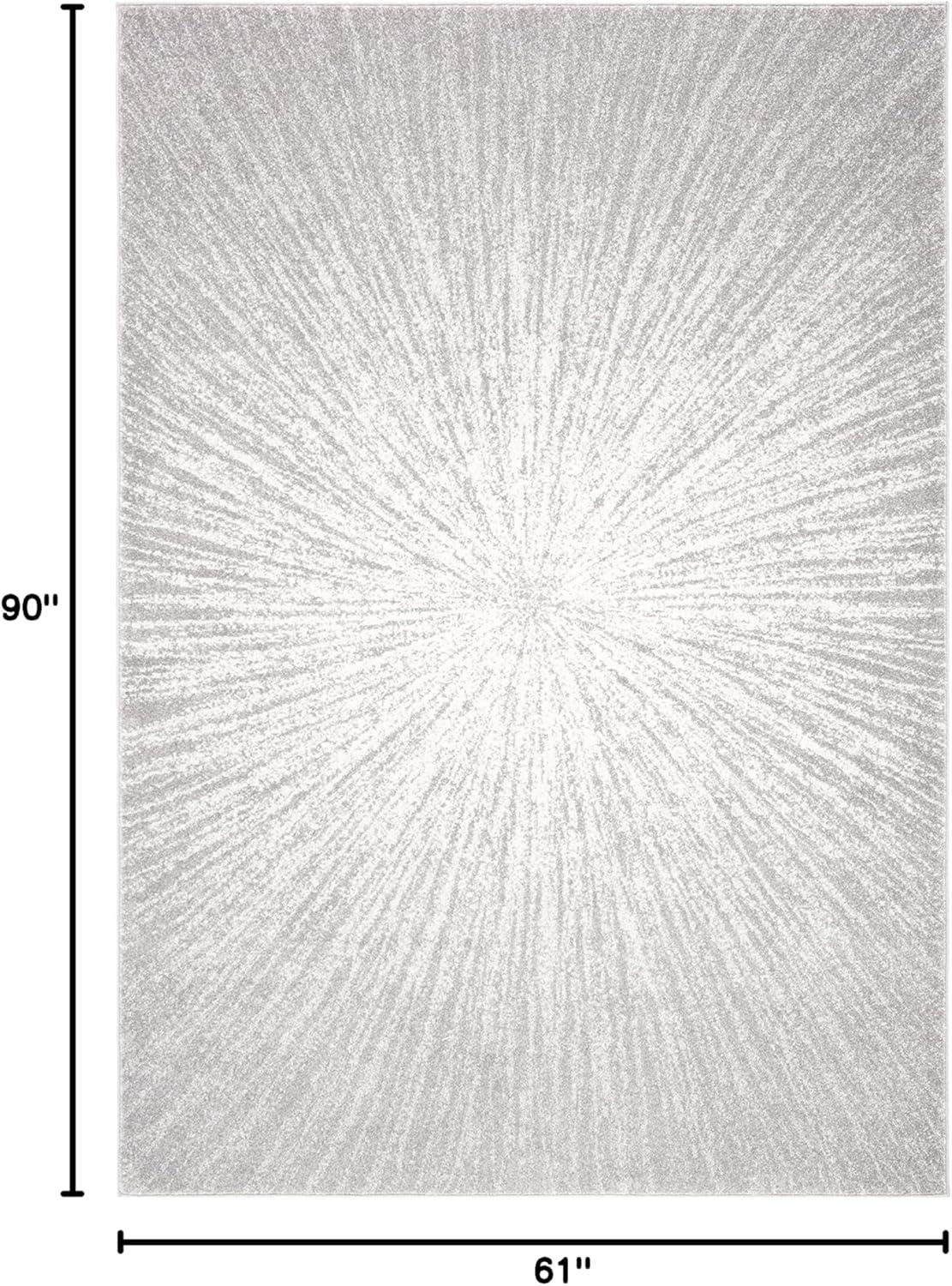 image:imageSAFAVIEH Evoke Collection 51 x 76 FuchsiaCream EVK228R Abstract Burst NonShedding Living Room Bedroom Area RugDark GreyIvory