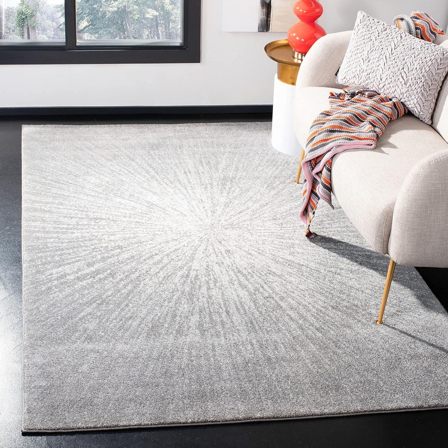 image:imageSAFAVIEH Evoke Collection 51 x 76 FuchsiaCream EVK228R Abstract Burst NonShedding Living Room Bedroom Area RugDark GreyIvory