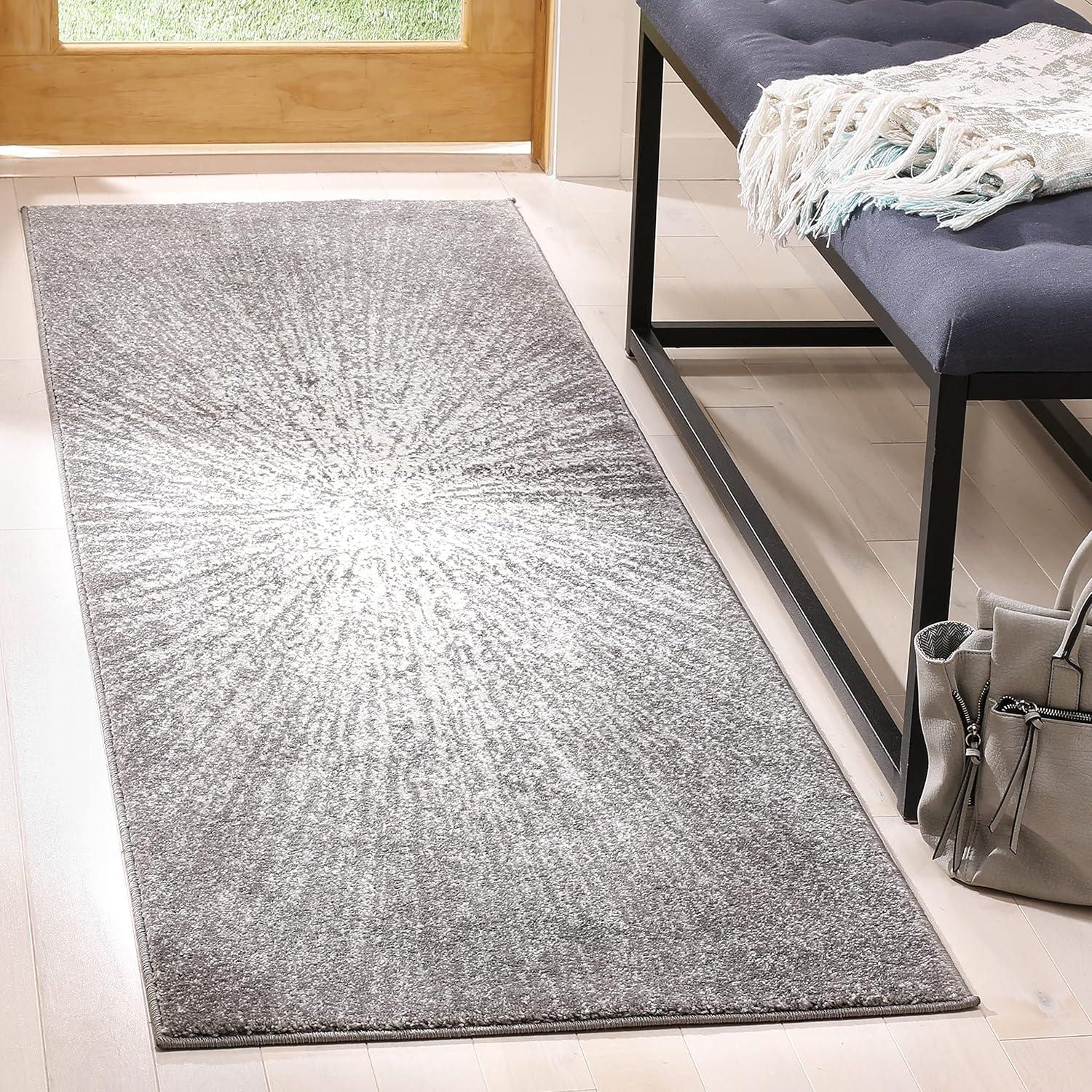 image:imageSAFAVIEH Evoke Collection 51 x 76 FuchsiaCream EVK228R Abstract Burst NonShedding Living Room Bedroom Area RugDark GreyIvory