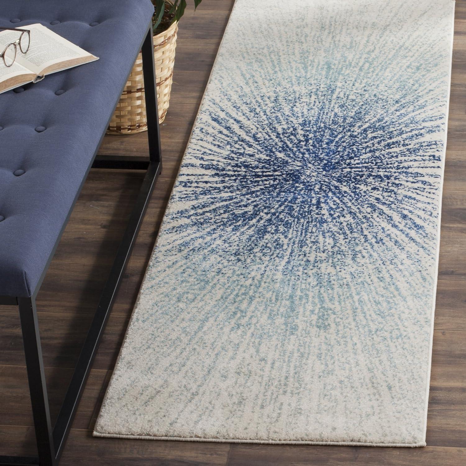 image:imageSAFAVIEH Evoke Collection 51 x 76 FuchsiaCream EVK228R Abstract Burst NonShedding Living Room Bedroom Area RugRoyalIvory