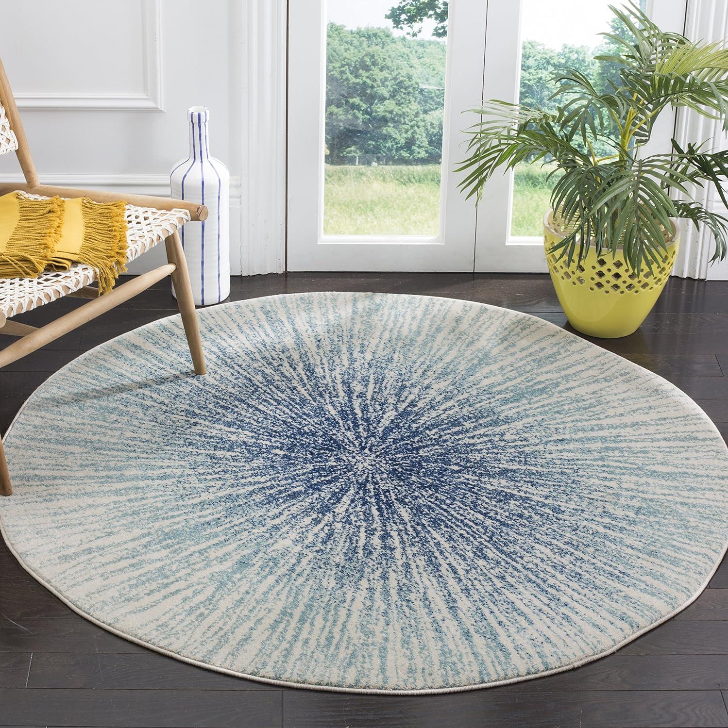 image:imageSAFAVIEH Evoke Collection 51 x 76 FuchsiaCream EVK228R Abstract Burst NonShedding Living Room Bedroom Area RugRoyalIvory