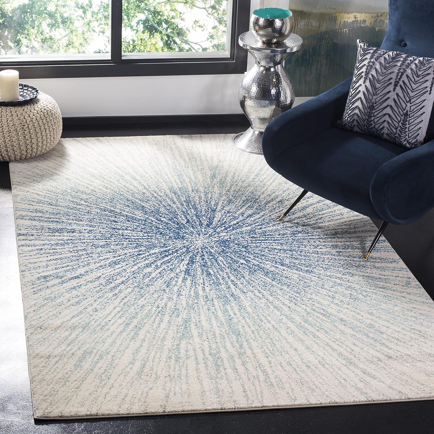 image:imageSAFAVIEH Evoke Collection 51 x 76 FuchsiaCream EVK228R Abstract Burst NonShedding Living Room Bedroom Area RugRoyalIvory