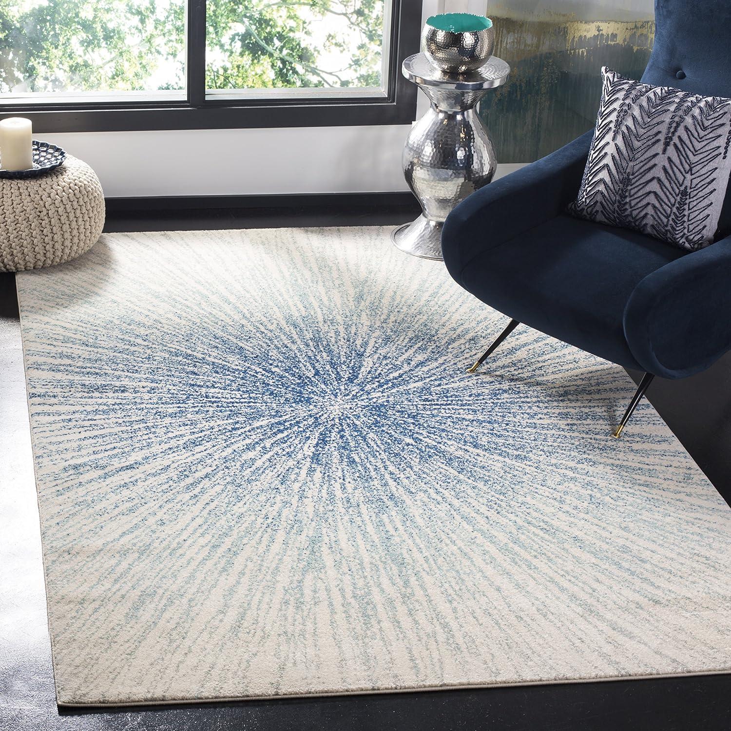image:imageSAFAVIEH Evoke Collection 51 x 76 FuchsiaCream EVK228R Abstract Burst NonShedding Living Room Bedroom Area RugRoyalIvory