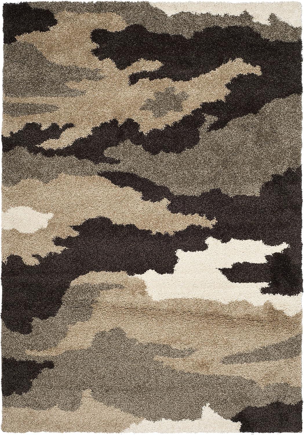 image:imageSAFAVIEH Florida Shag Collection Area Rug 53 x 76 Beige amp Multi Camouflage Design NonShedding amp Easy Care 12inch Thick Ideal for High Traffic Areas in Living Room Bedroom SG4531391BeigeMulti