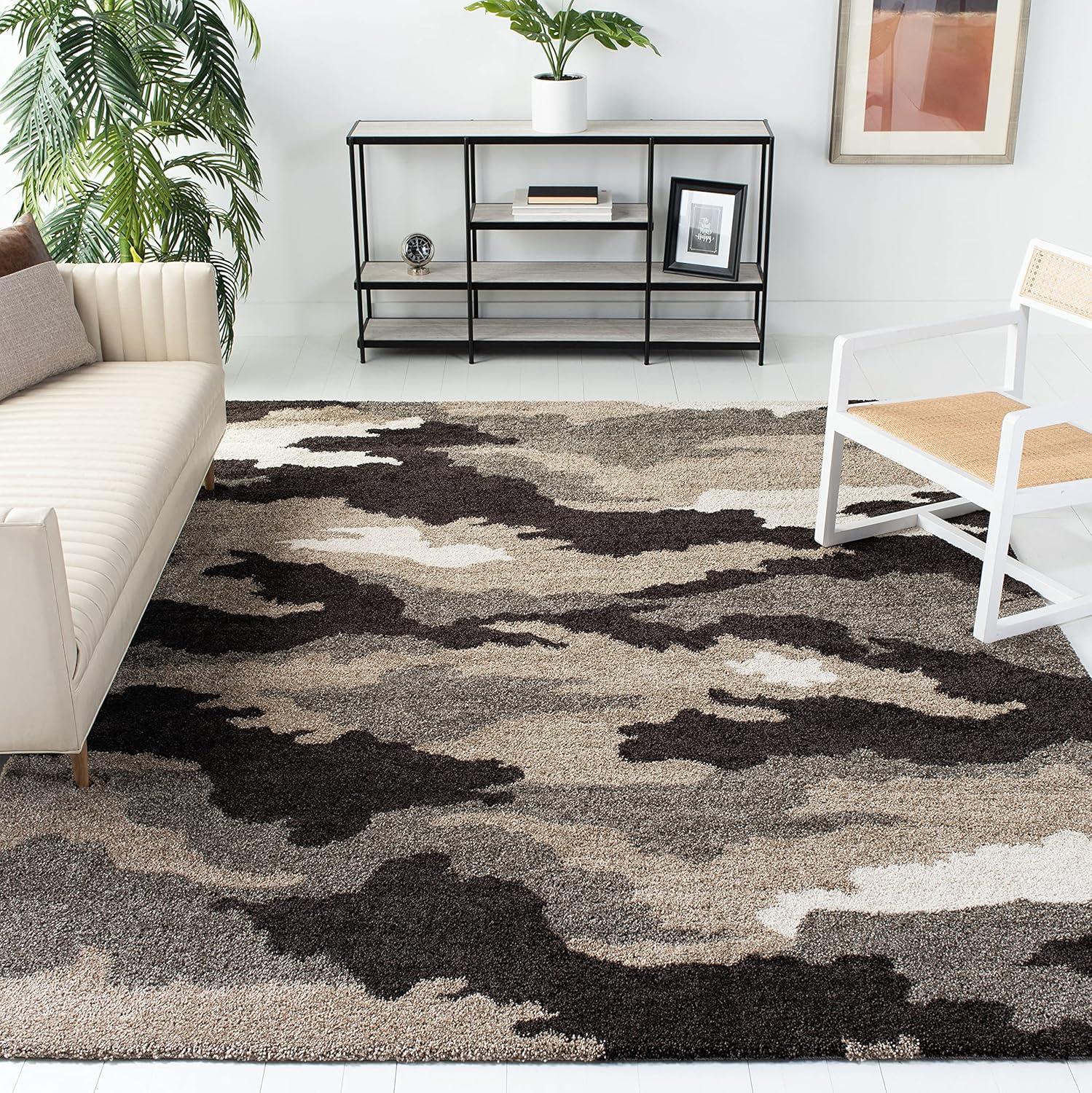 image:imageSAFAVIEH Florida Shag Collection Area Rug 53 x 76 Beige amp Multi Camouflage Design NonShedding amp Easy Care 12inch Thick Ideal for High Traffic Areas in Living Room Bedroom SG4531391BeigeMulti